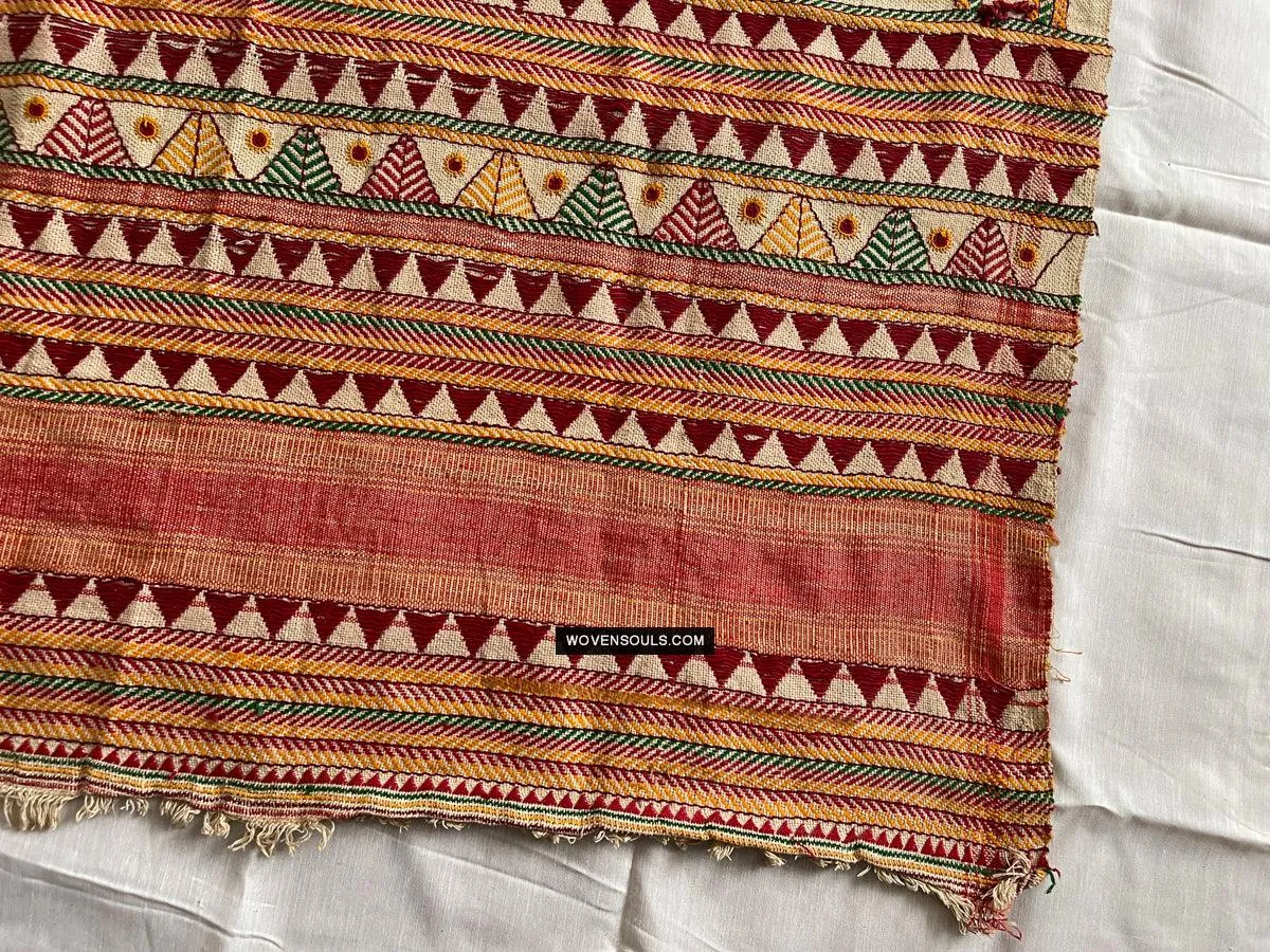 1693 Rare Vintage Orissa Odisha Gond Tribal Shawl