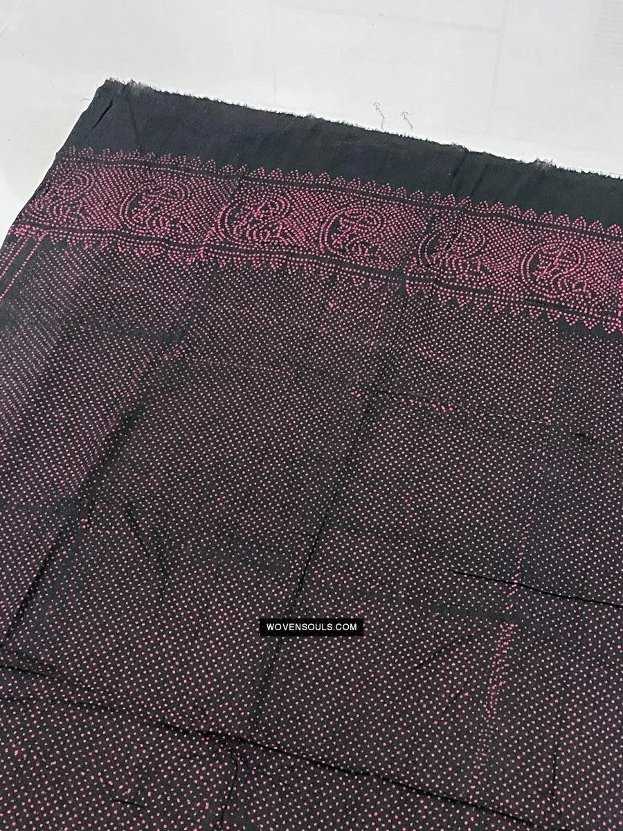 1721 SOLD Pair of Block Printed Cotton Scarf Textile with Bandhani motifs