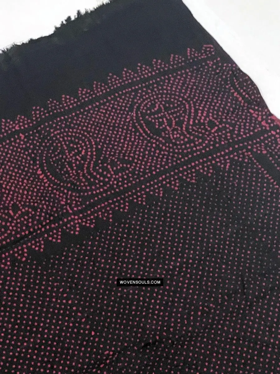 1721 SOLD Pair of Block Printed Cotton Scarf Textile with Bandhani motifs