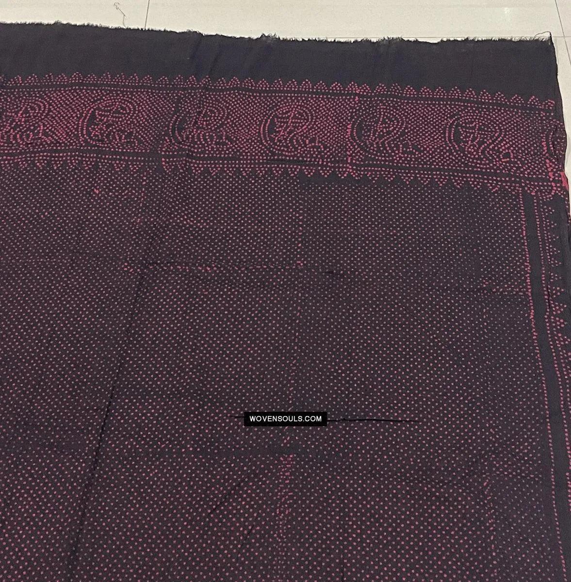 1721 SOLD Pair of Block Printed Cotton Scarf Textile with Bandhani motifs