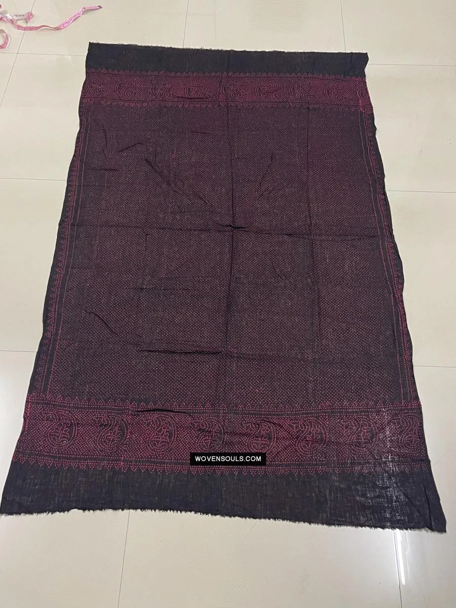 1721 SOLD Pair of Block Printed Cotton Scarf Textile with Bandhani motifs