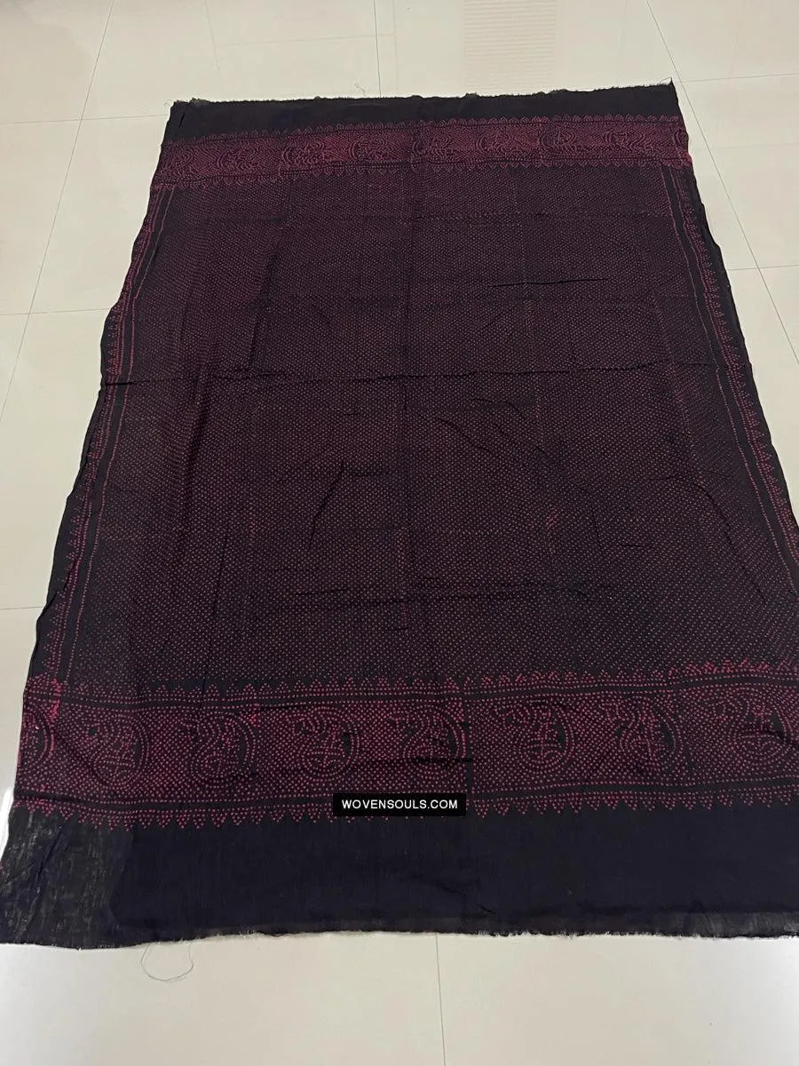 1721 SOLD Pair of Block Printed Cotton Scarf Textile with Bandhani motifs