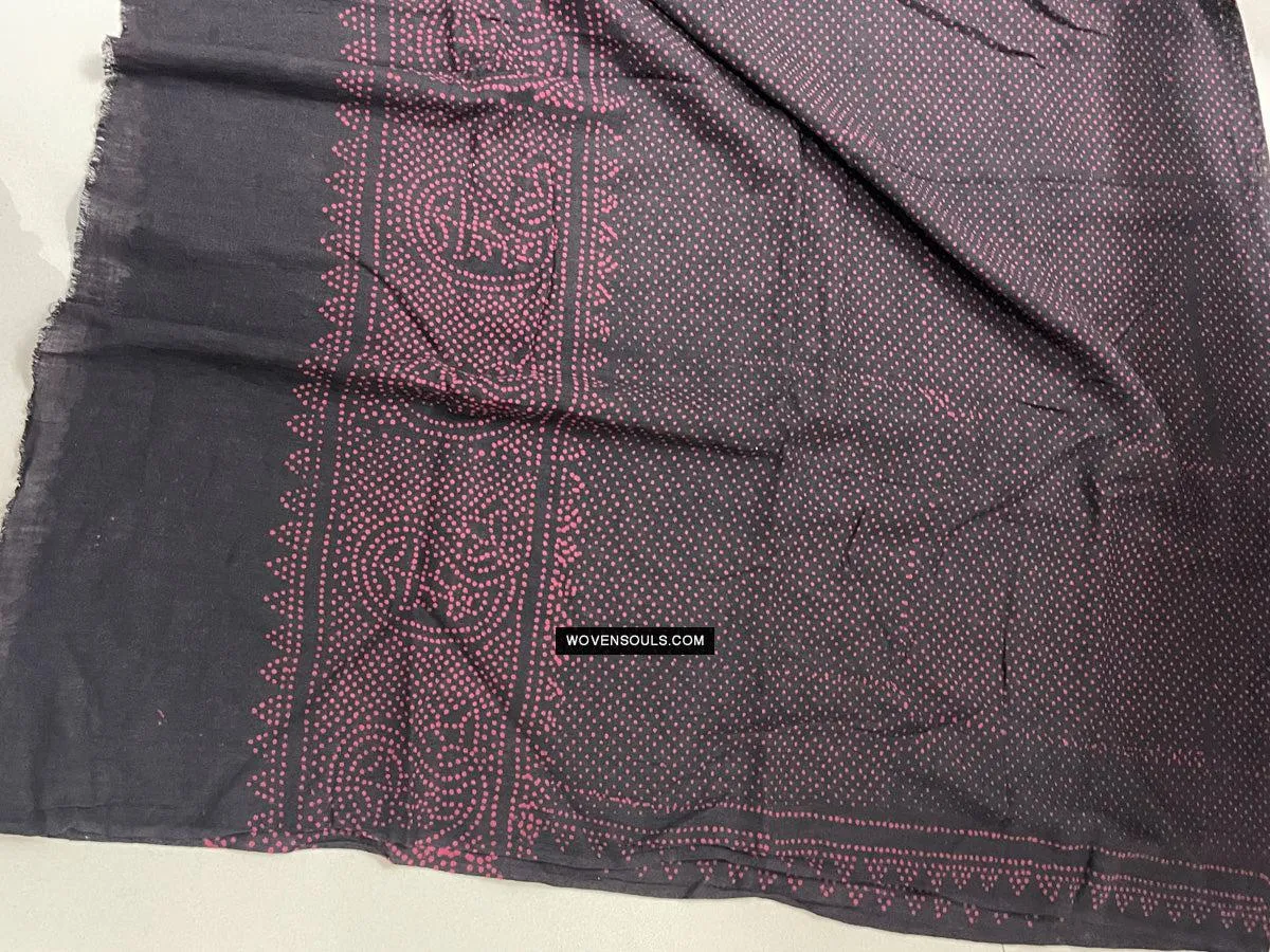 1721 SOLD Pair of Block Printed Cotton Scarf Textile with Bandhani motifs