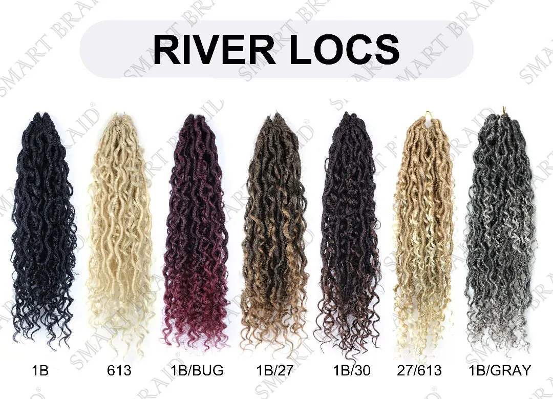 18 Inch 120 Strands River Goddess Locs Crochet Hair Wavy With Curly Ends Pre-loop Synthetic Crochet Braids Twist Braiding Goddess Faux Locs Hair