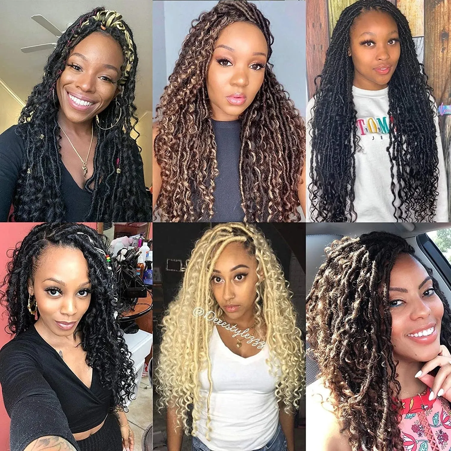 18 Inch 120 Strands River Goddess Locs Crochet Hair Wavy With Curly Ends Pre-loop Synthetic Crochet Braids Twist Braiding Goddess Faux Locs Hair