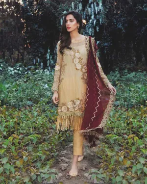 Adan's Libas Arcadia Festive Chiffon Collection – Beige Gold | ZA-1291