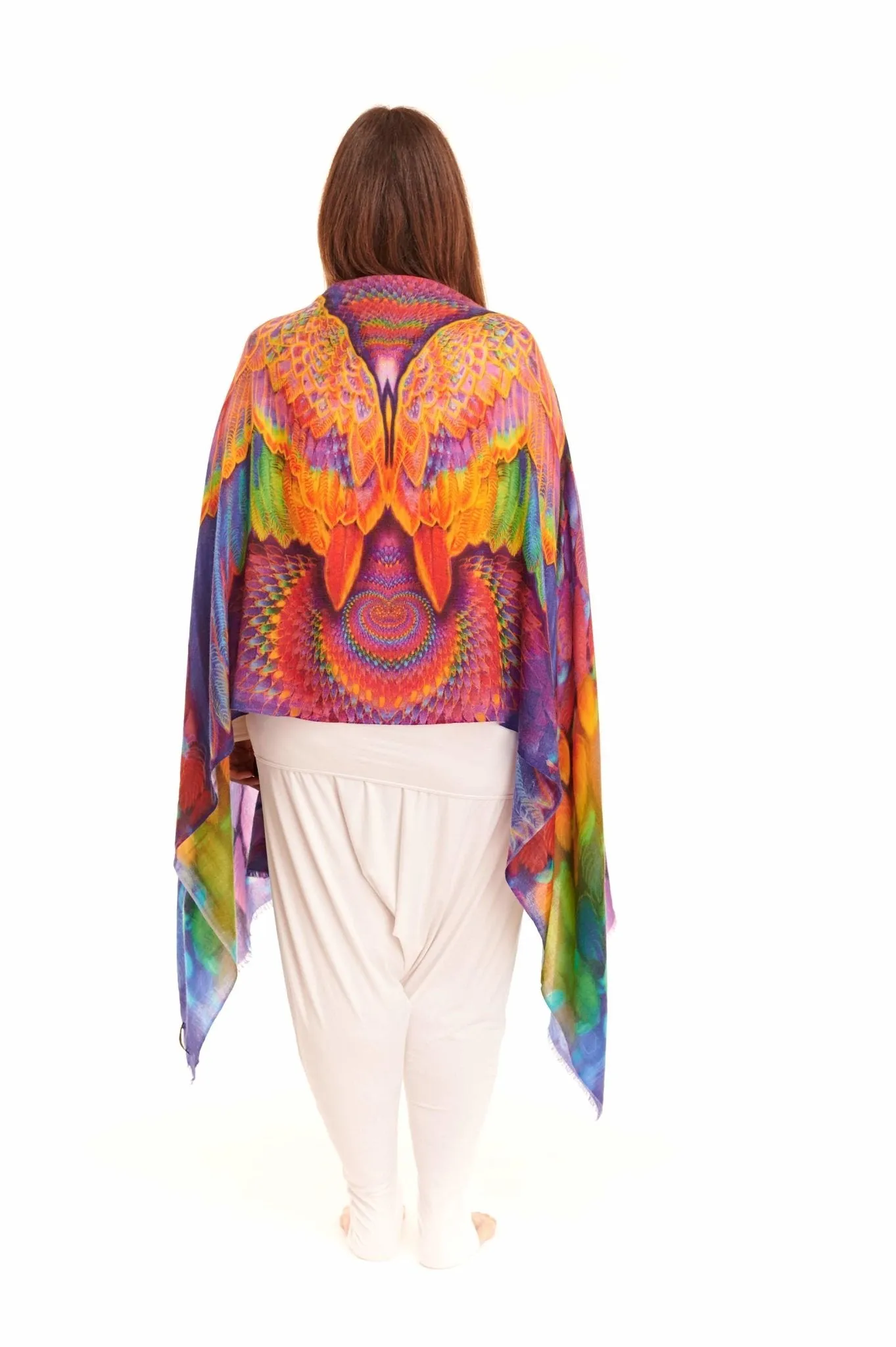 ANGEL WINGS CASHMERE DHARMA SHAWL- RAINBOW