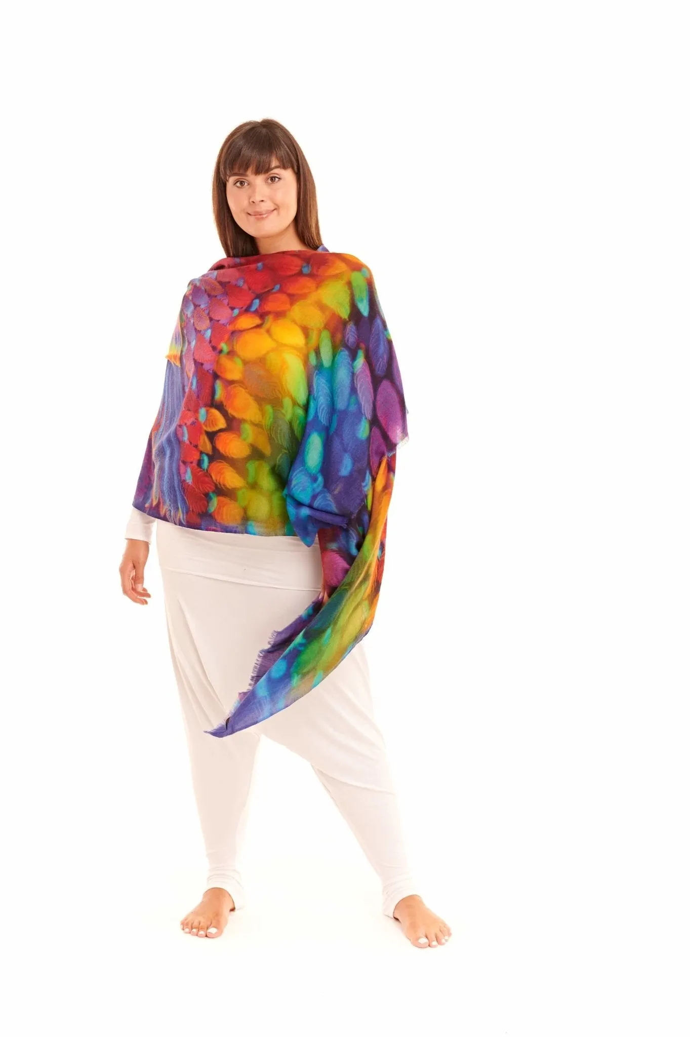 ANGEL WINGS CASHMERE DHARMA SHAWL- RAINBOW