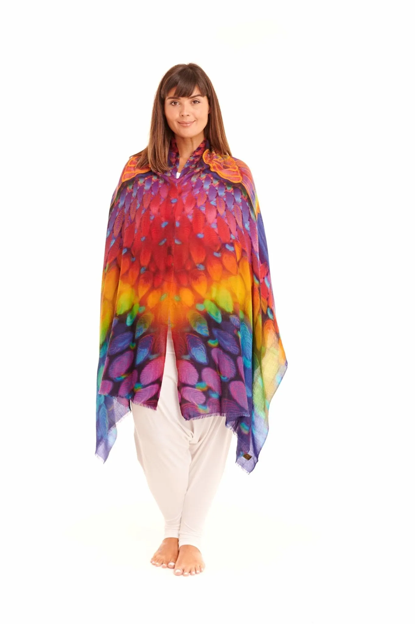 ANGEL WINGS CASHMERE DHARMA SHAWL- RAINBOW