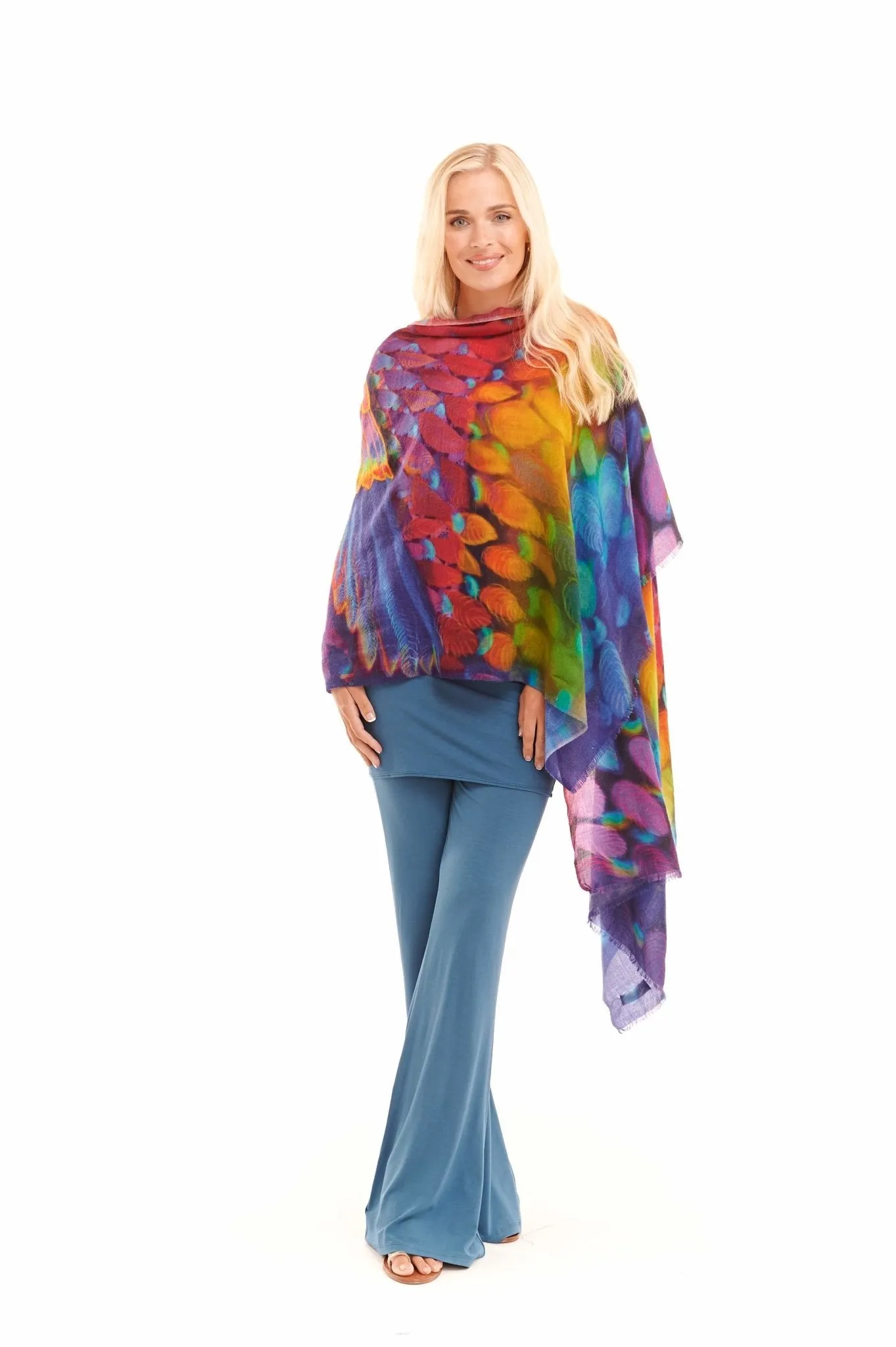 ANGEL WINGS CASHMERE DHARMA SHAWL- RAINBOW