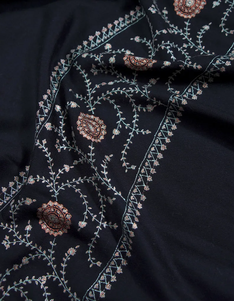 black embroidery pashmina shawl 8751