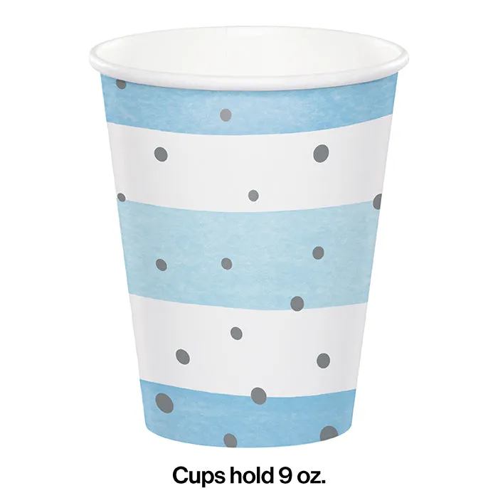 Blue Silver Celebration Paper Hot/Cold Cups 9Oz (8/Pkg)