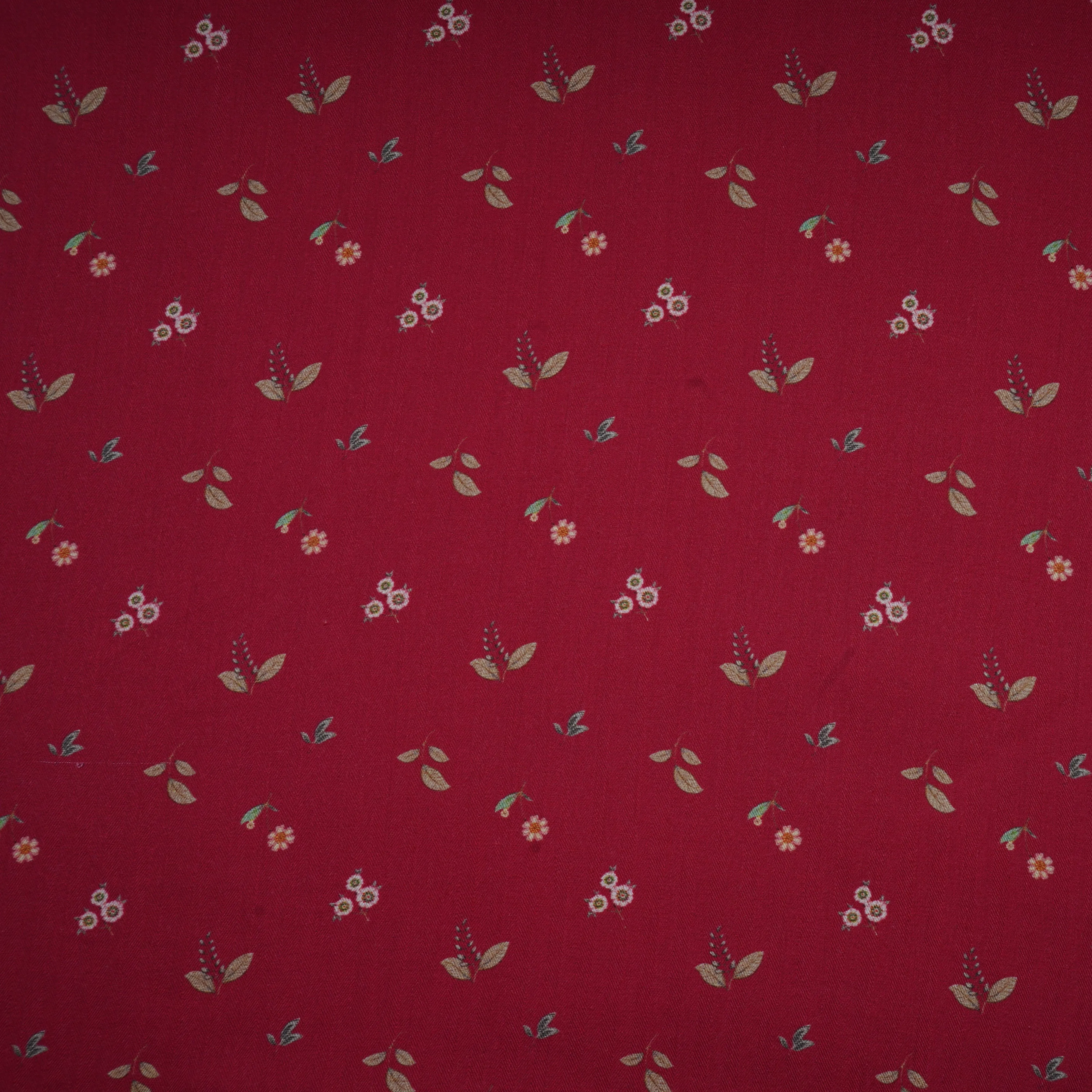 Brick Red Floral Print Pashmina Fabric 20993