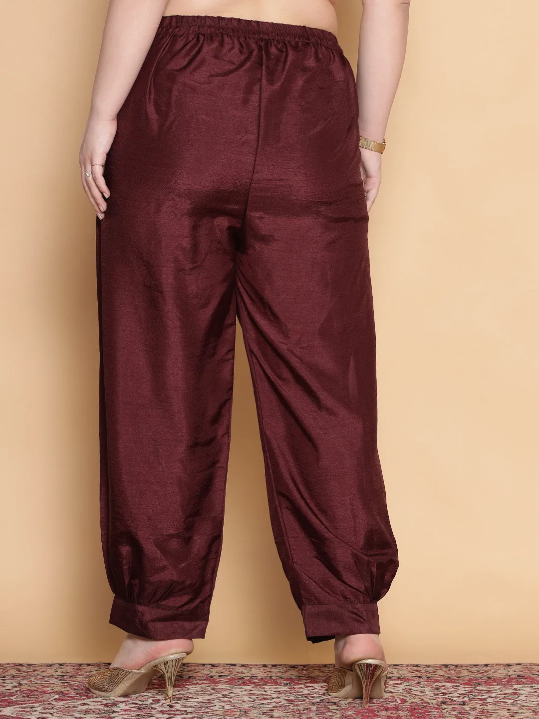 Burgundy Silk Afghani Salwar