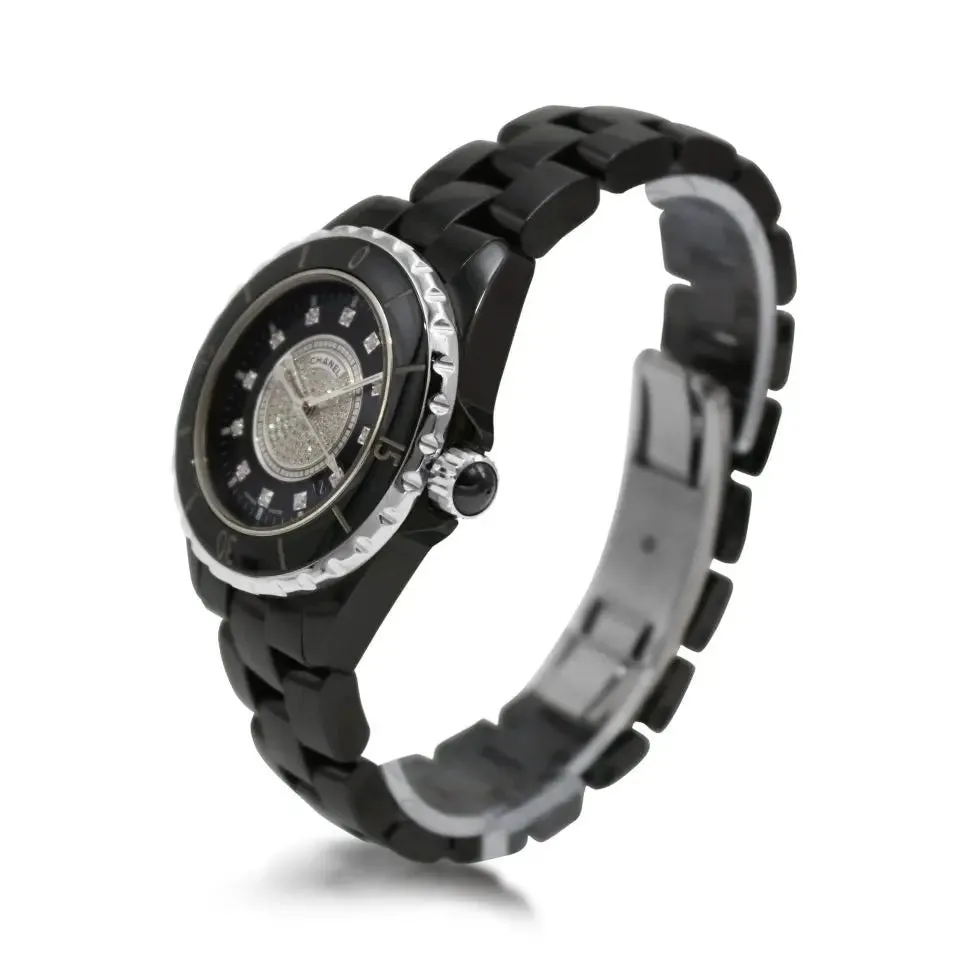 Chanel J1233 mm Black Ceramic Diamond Set Watch - Model H2122