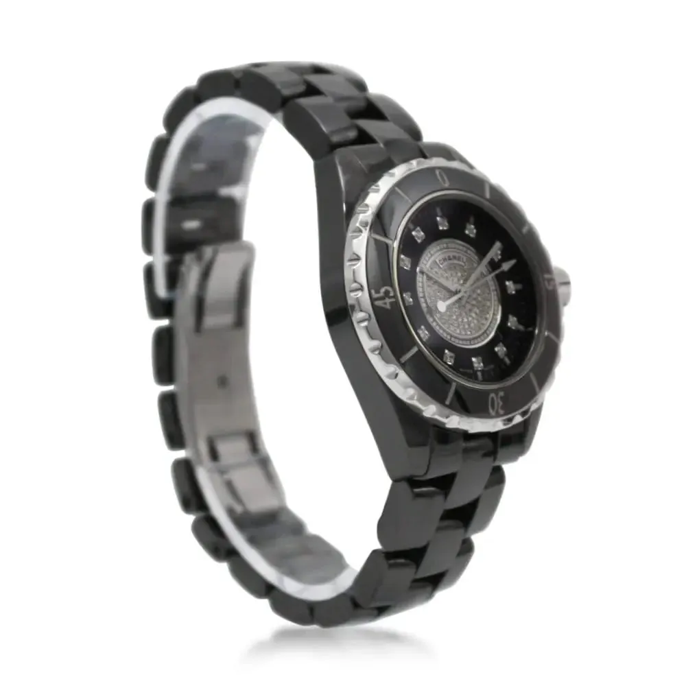 Chanel J1233 mm Black Ceramic Diamond Set Watch - Model H2122