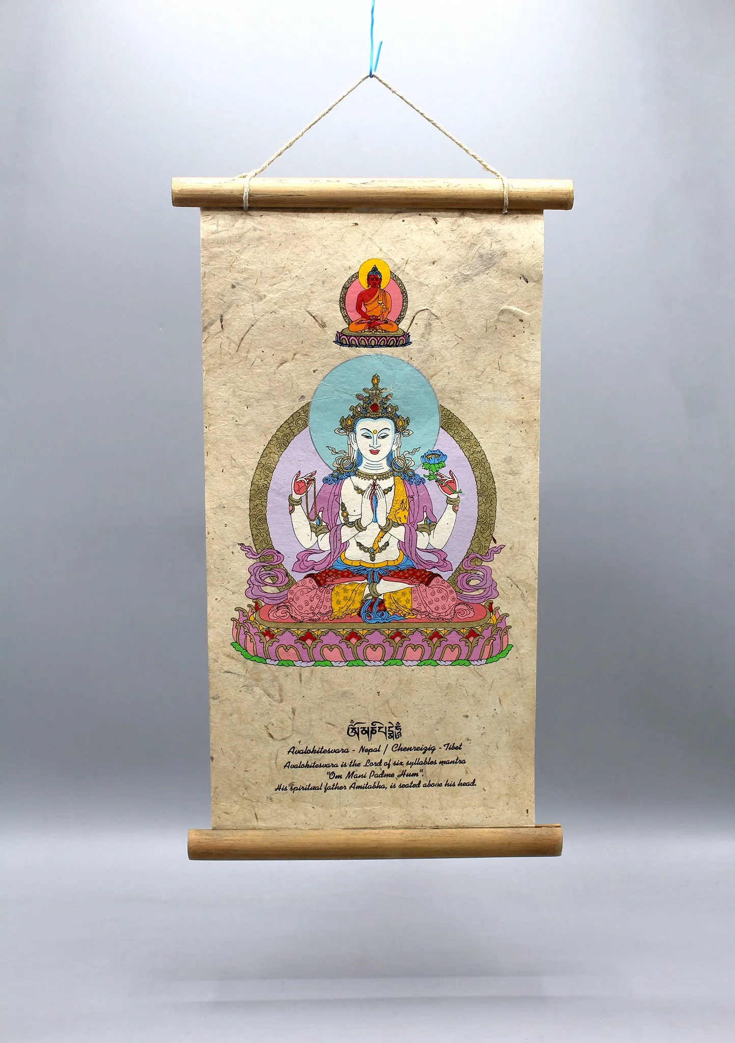Chenreizig Printed Lokta Paper Wall Hanging