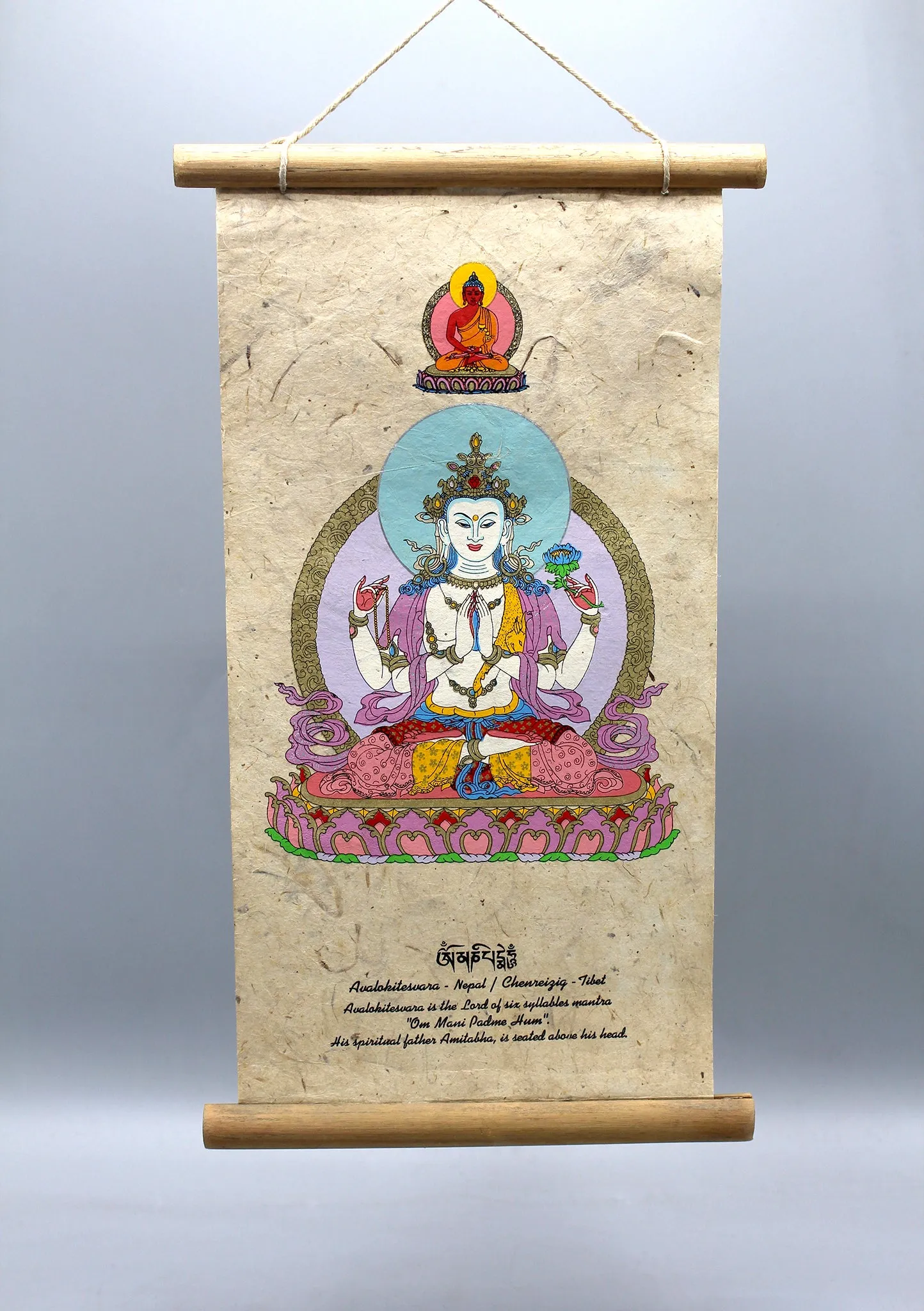 Chenreizig Printed Lokta Paper Wall Hanging