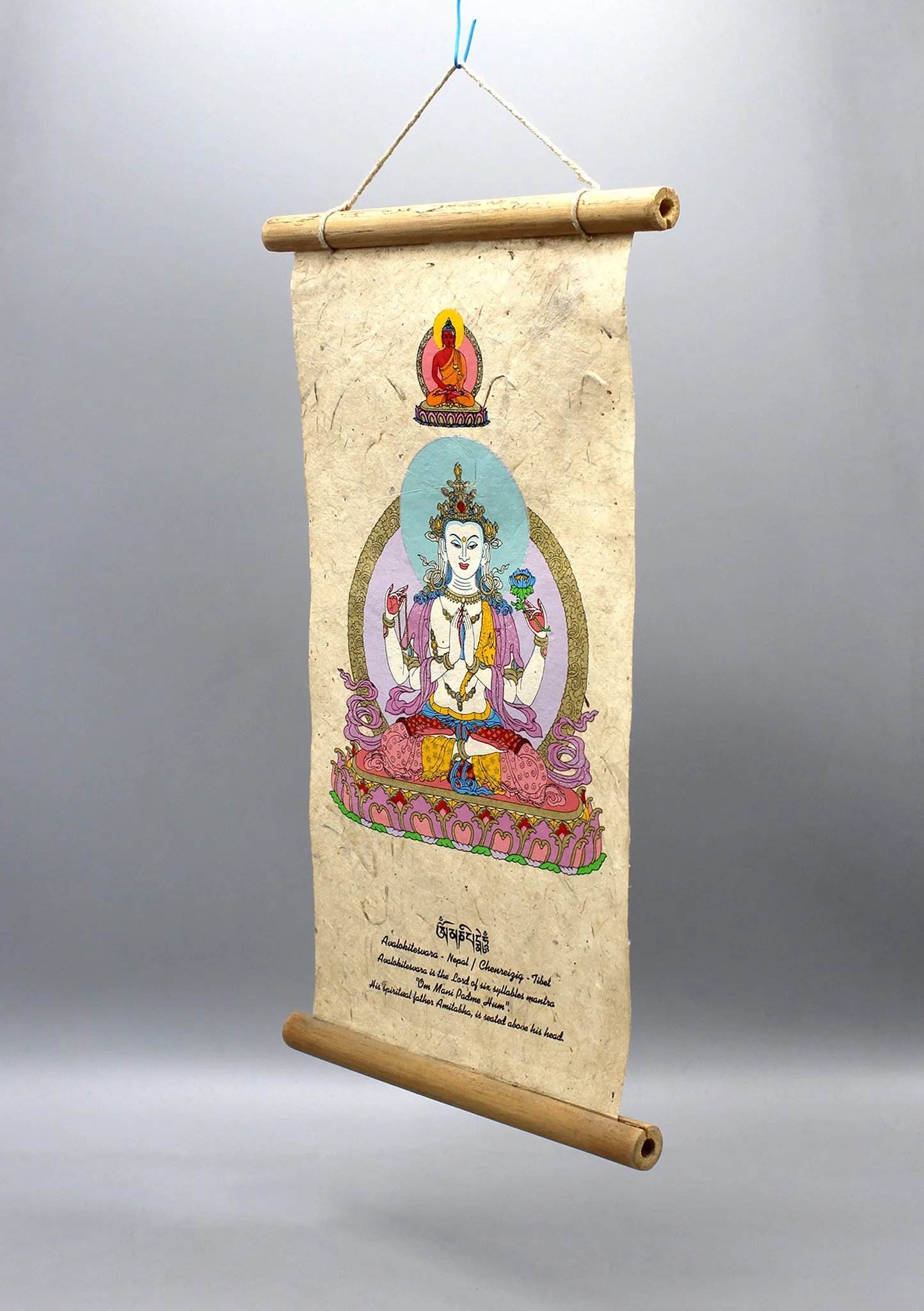 Chenreizig Printed Lokta Paper Wall Hanging