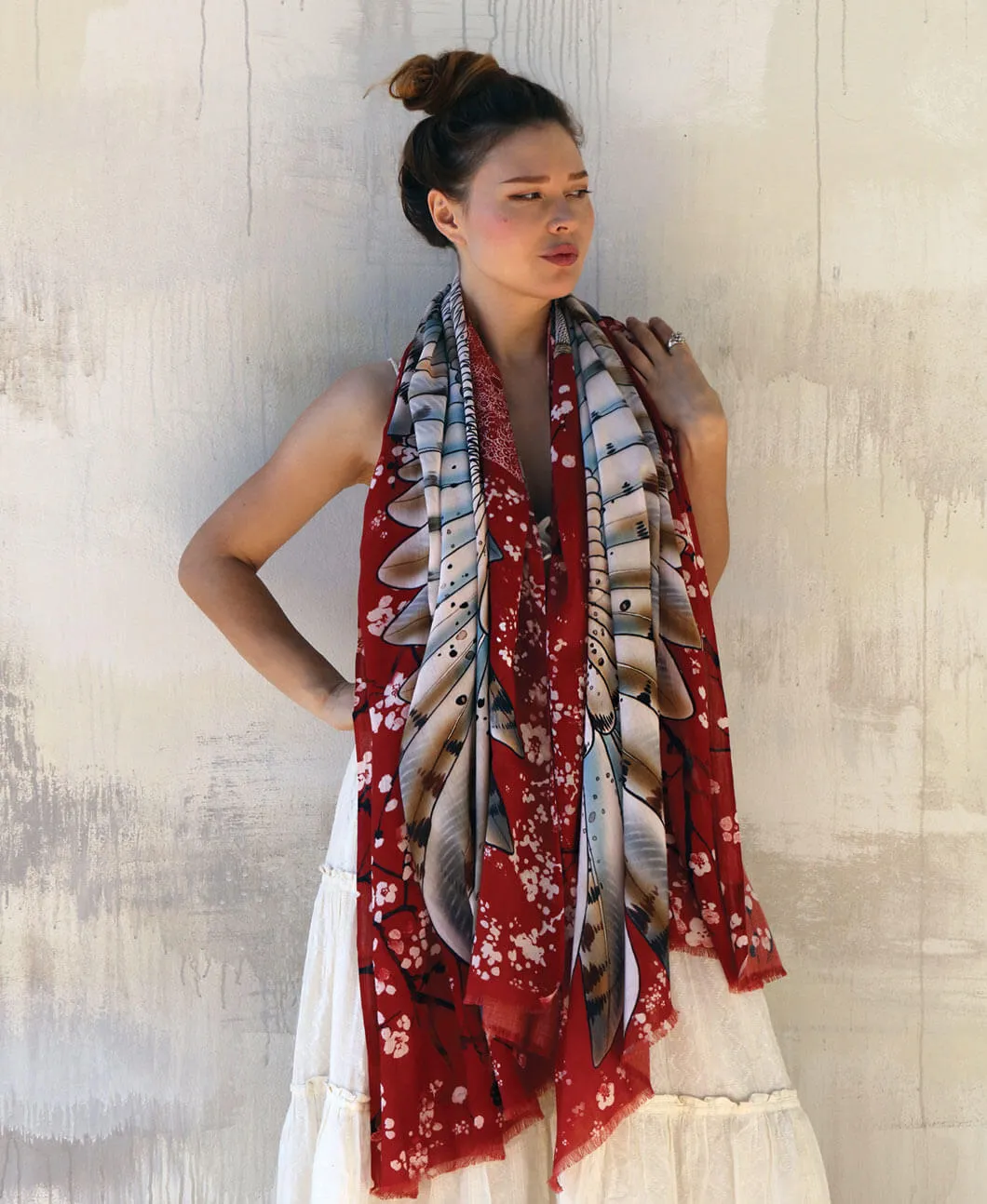 Cherry Blossom Barn Owl Shawl