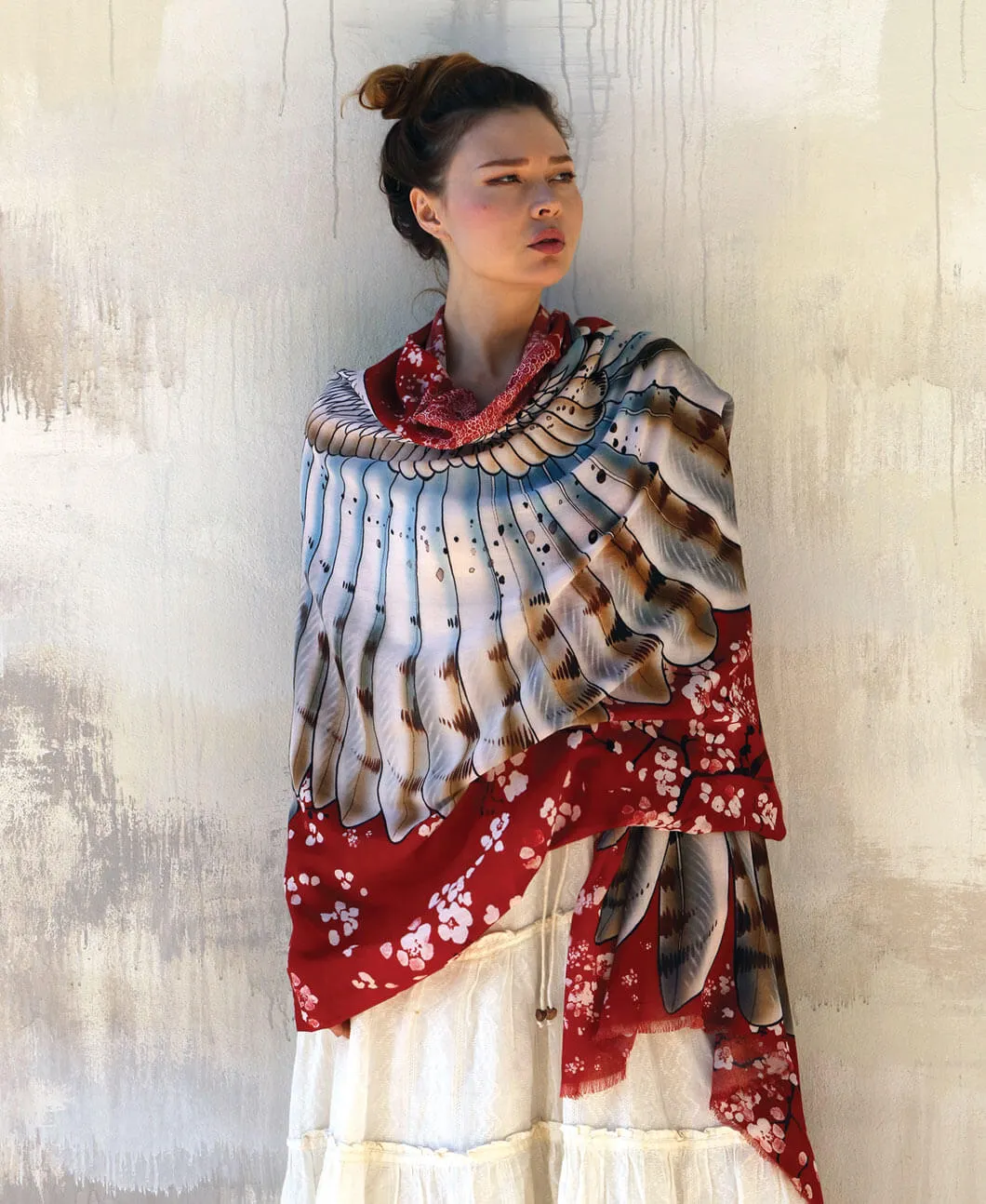 Cherry Blossom Barn Owl Shawl