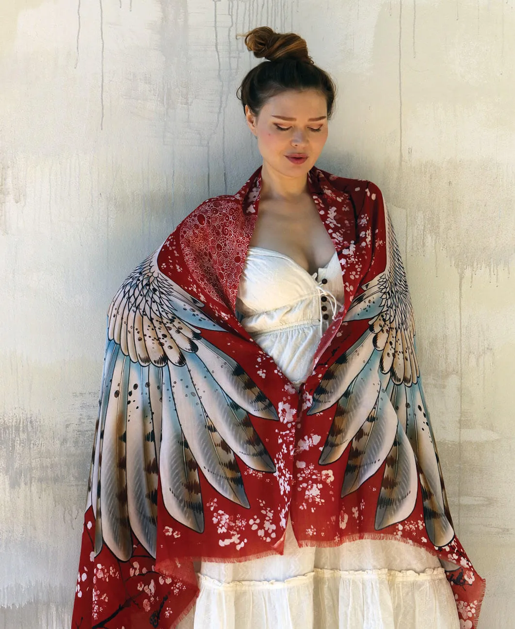Cherry Blossom Barn Owl Shawl