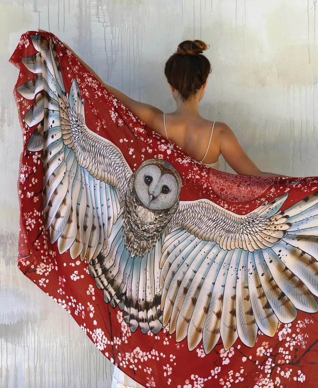 Cherry Blossom Barn Owl Shawl