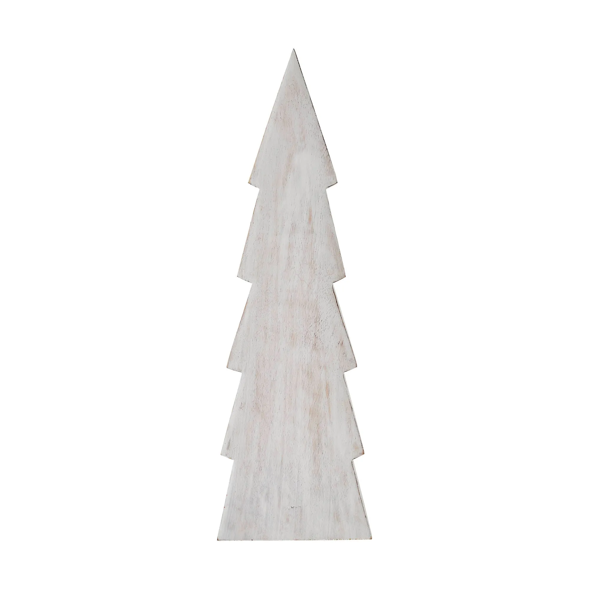 Christmas Tree Distressed White Wooden Figurine 11.5x3.5x1.5