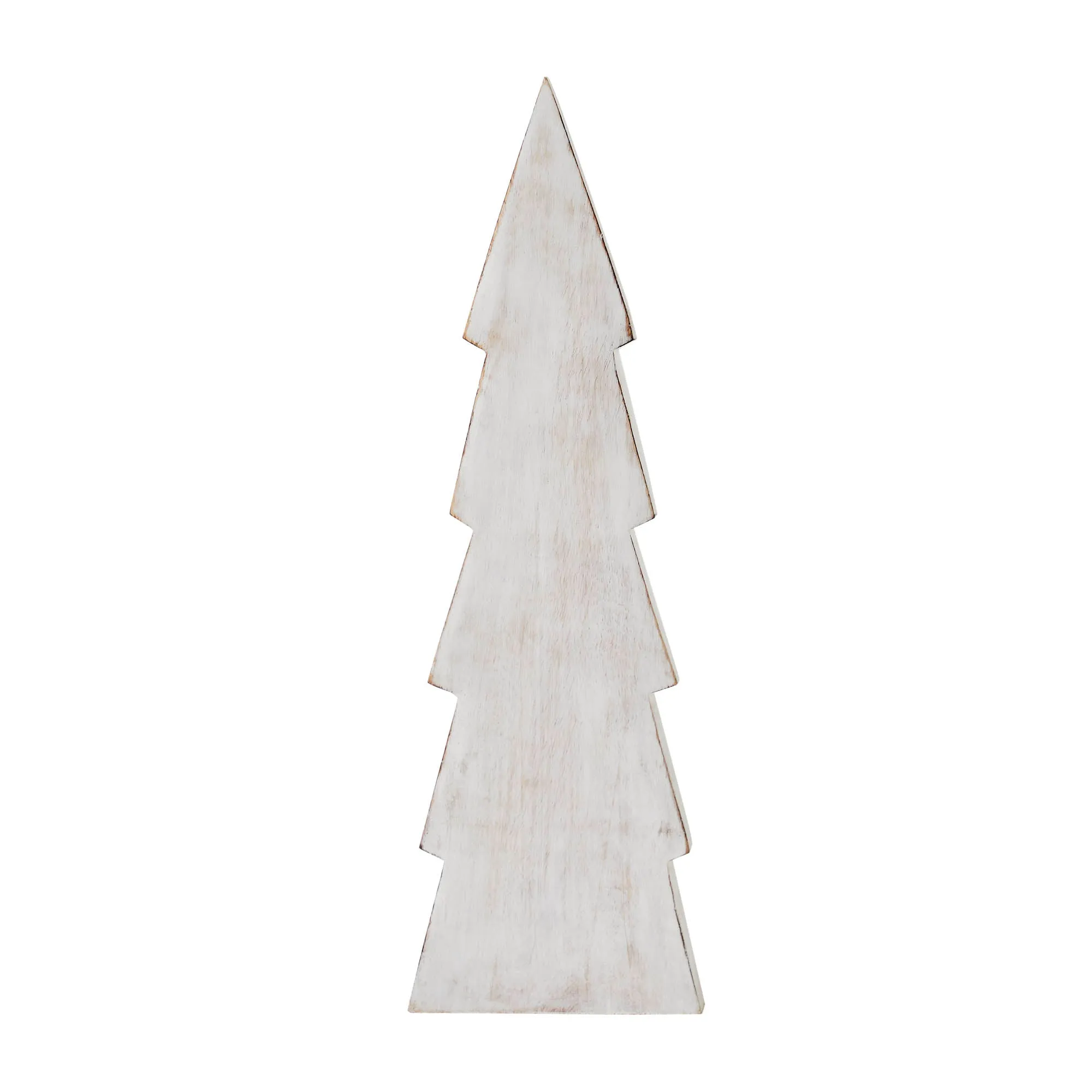 Christmas Tree Distressed White Wooden Figurine 15.75x5x1.5