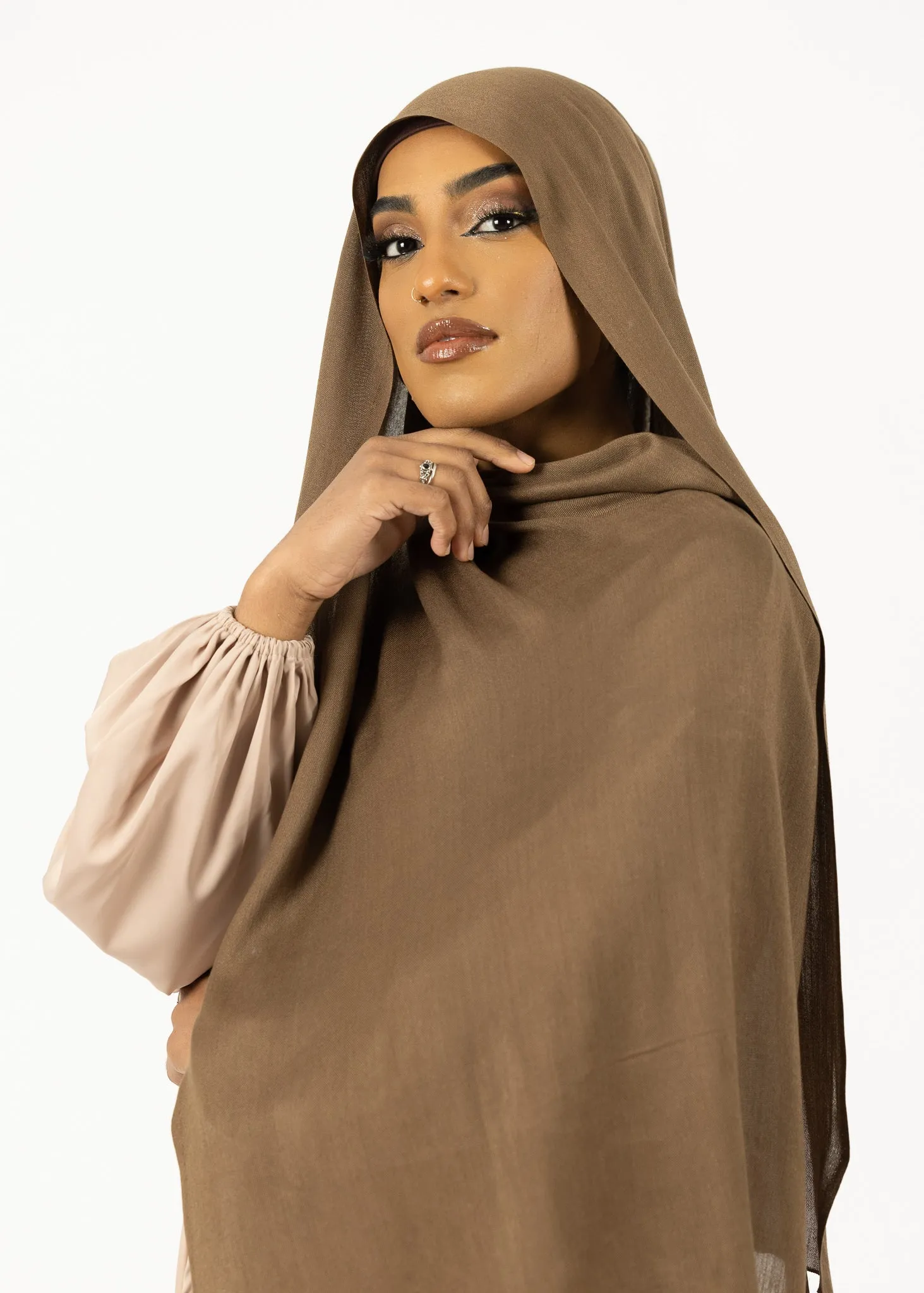 Cotton Tassleless Shawl - Shades of Green
