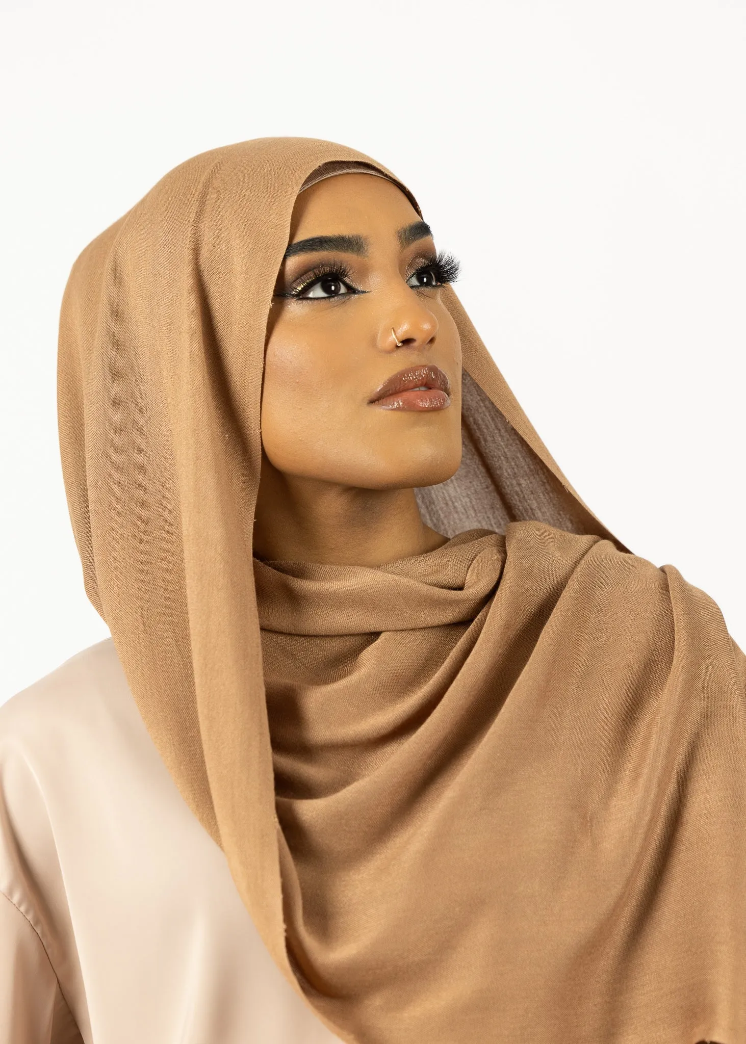 Cotton Tassleless Shawl - Shades of Light Brown