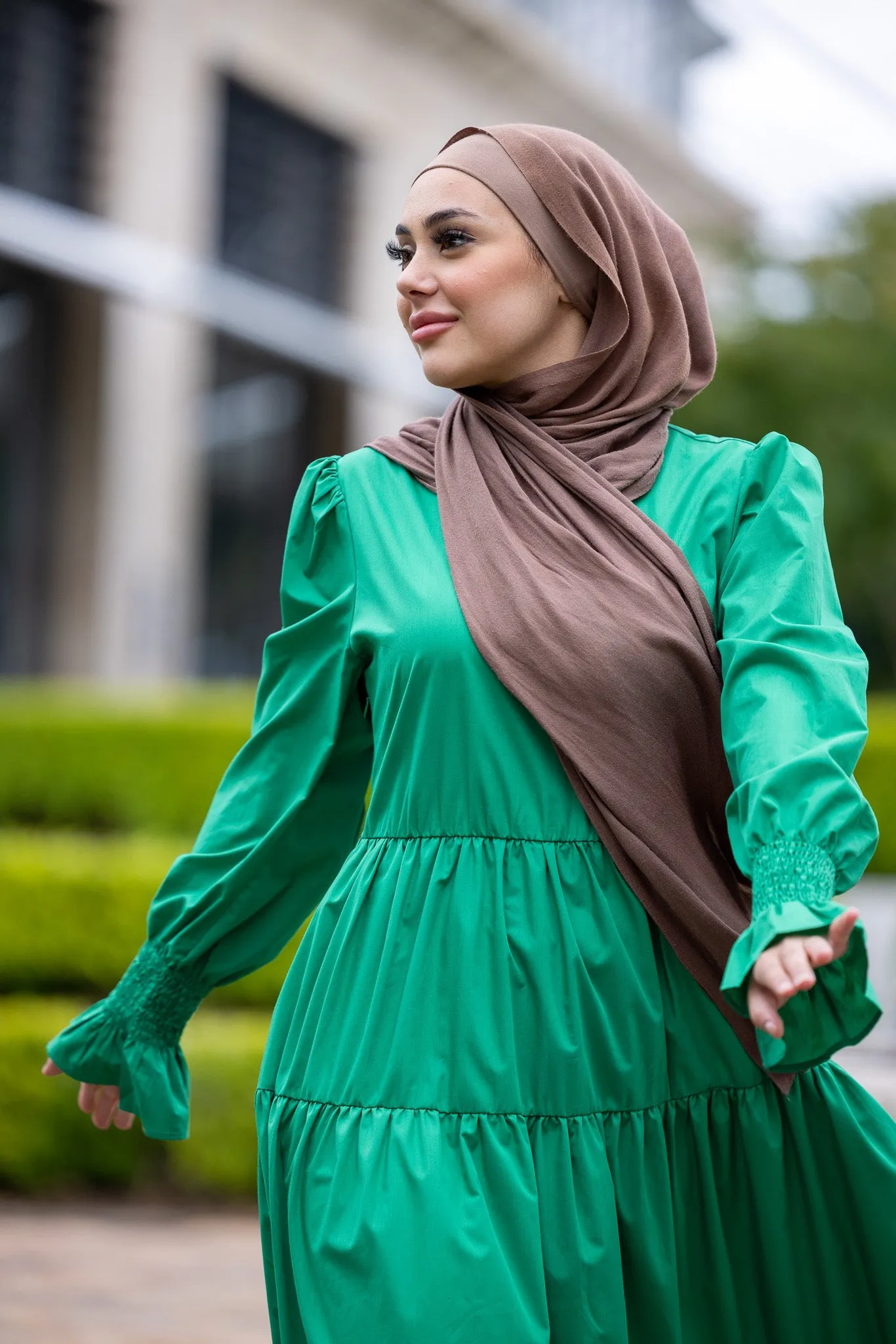 Cotton Tassleless Shawl - Shades of Light Brown
