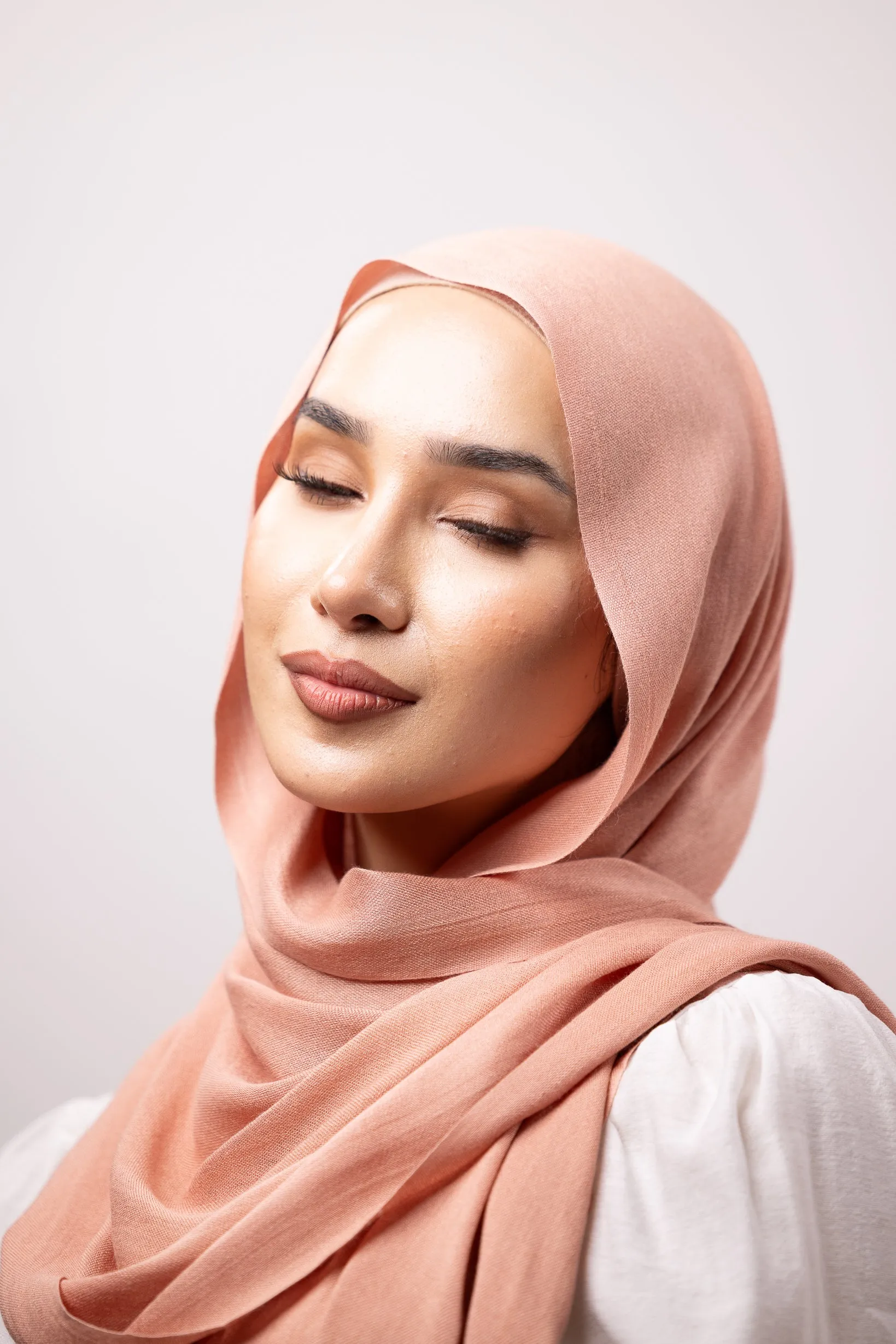 Cotton Tassleless Shawl - Shades of Orange