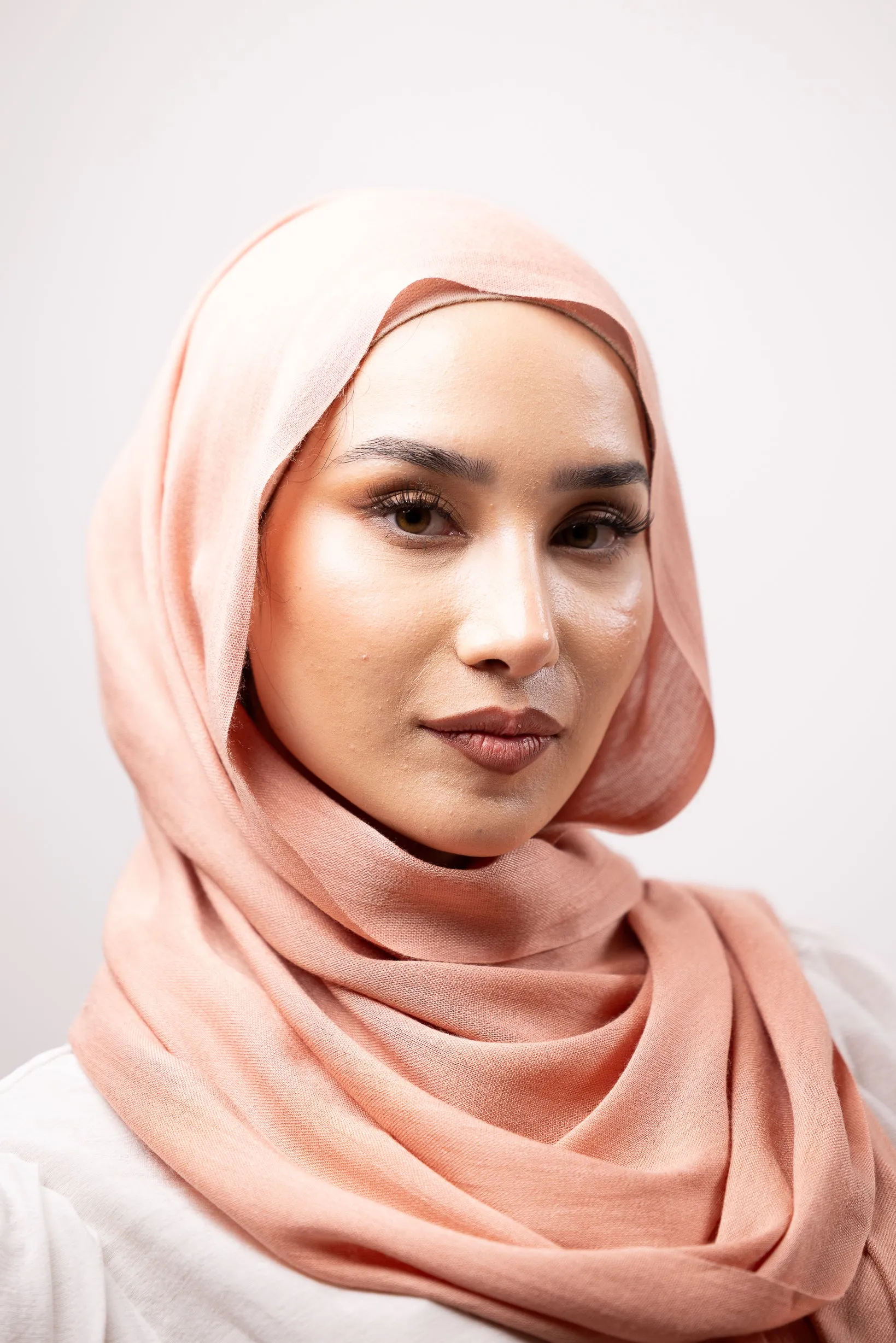 Cotton Tassleless Shawl - Shades of Orange