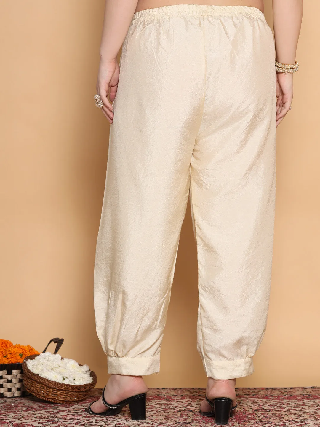 Cream Silk Afghani Salwar