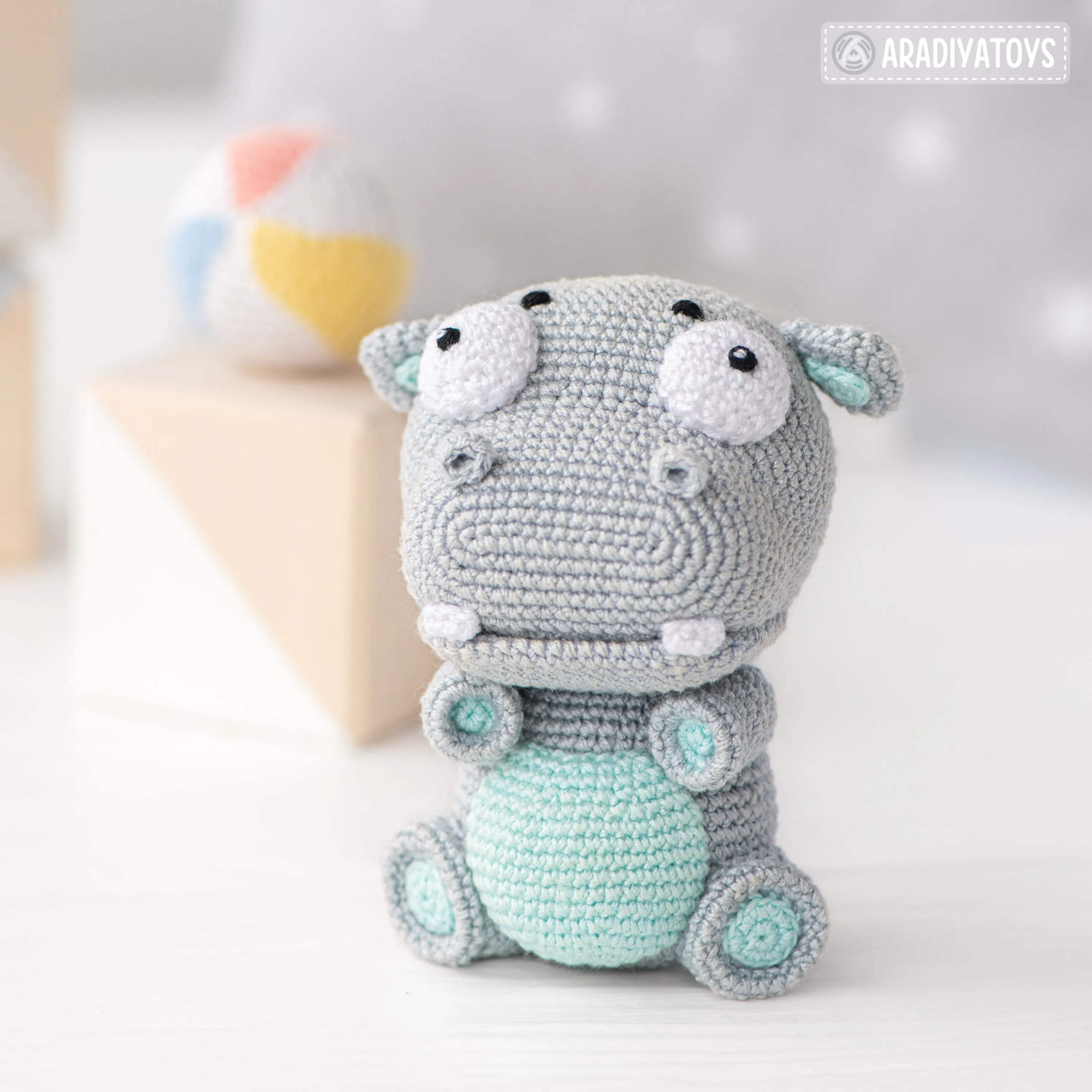 Crochet Pattern of Hippo Bruno from "AradiyaToys Design" (Amigurumi tutorial PDF file) / cute hippo crochet pattern by AradiyaToys