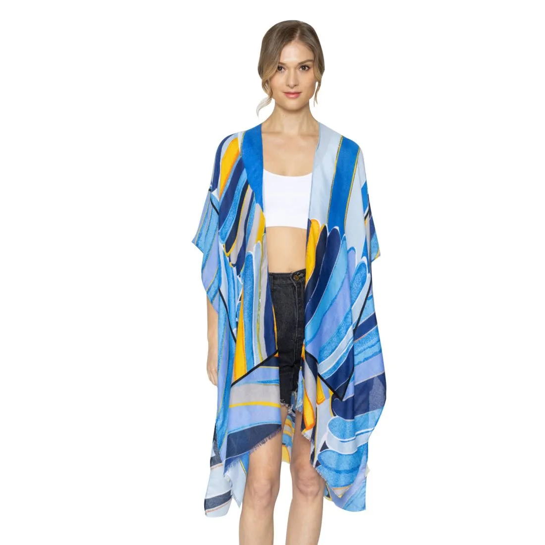 Empire Cove Womens Abstract Print Kimono Shawl Wraps Beach Cover Ups Summer