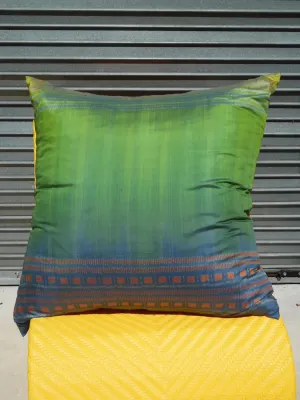 Enormous Thai Silk Ikat Floor Pillow Turquoise Orange
