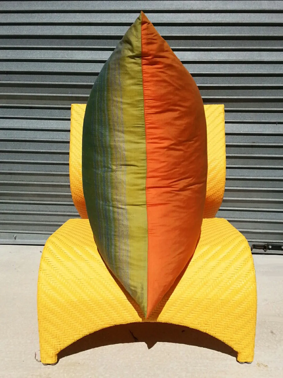 Enormous Thai Silk Ikat Floor Pillow Turquoise Orange