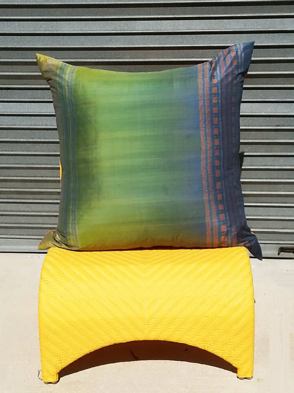 Enormous Thai Silk Ikat Floor Pillow Turquoise Orange