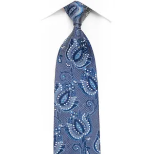 Franco Ferraro Men's Rhinestone Necktie Anthemion Paisley On Blue