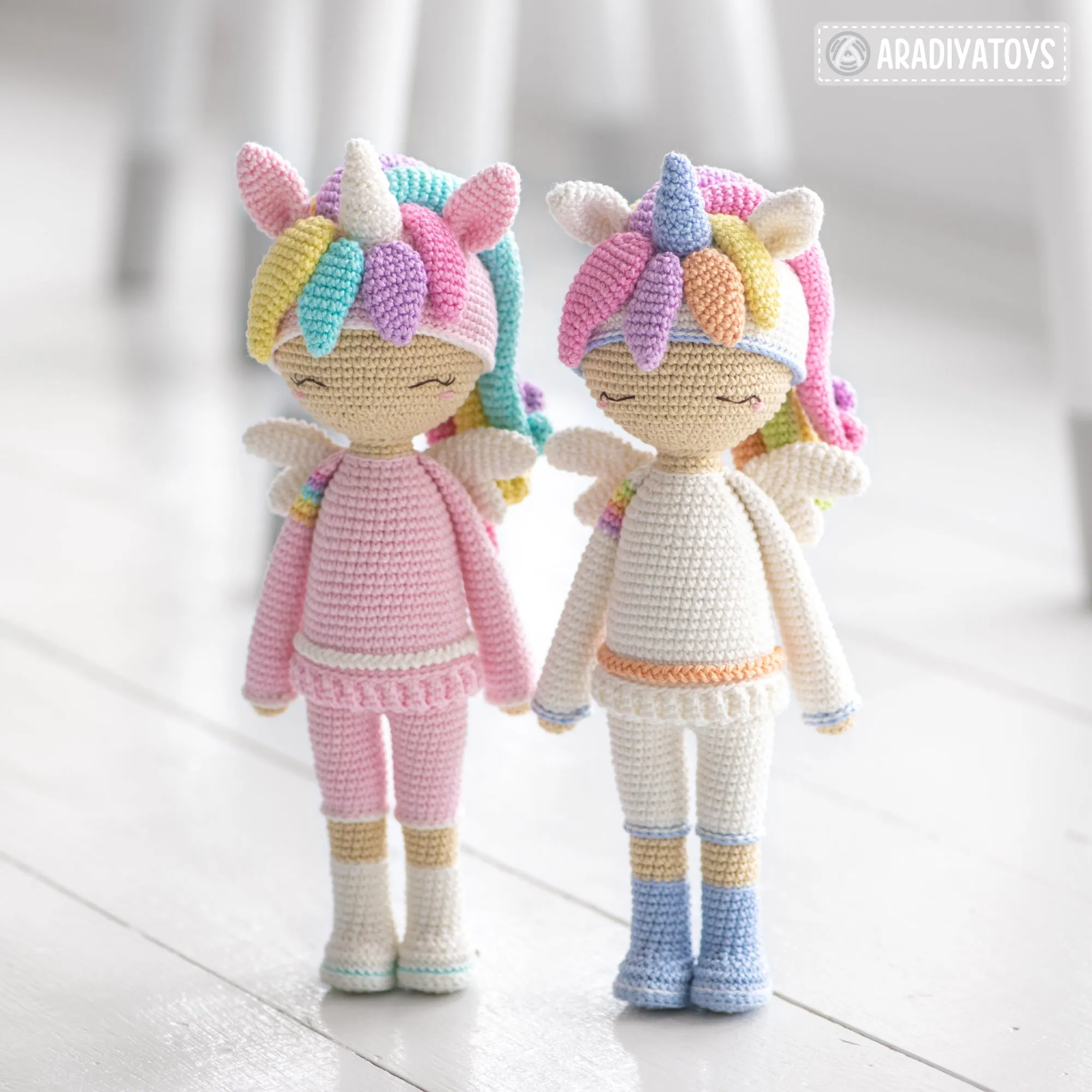 Friendy Emily the Unicorn from "AradiyaToys Friendies" collection / doll crochet pattern by AradiyaToys (Amigurumi tutorial PDF file)
