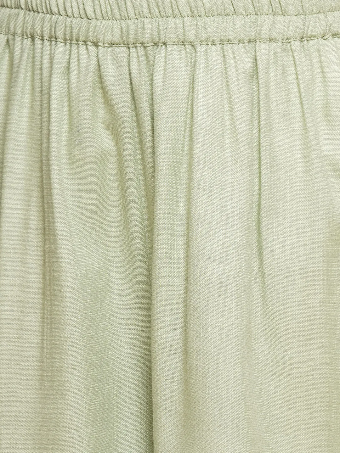 Girls Light Green Floral Embroidered Kurta With Sharara