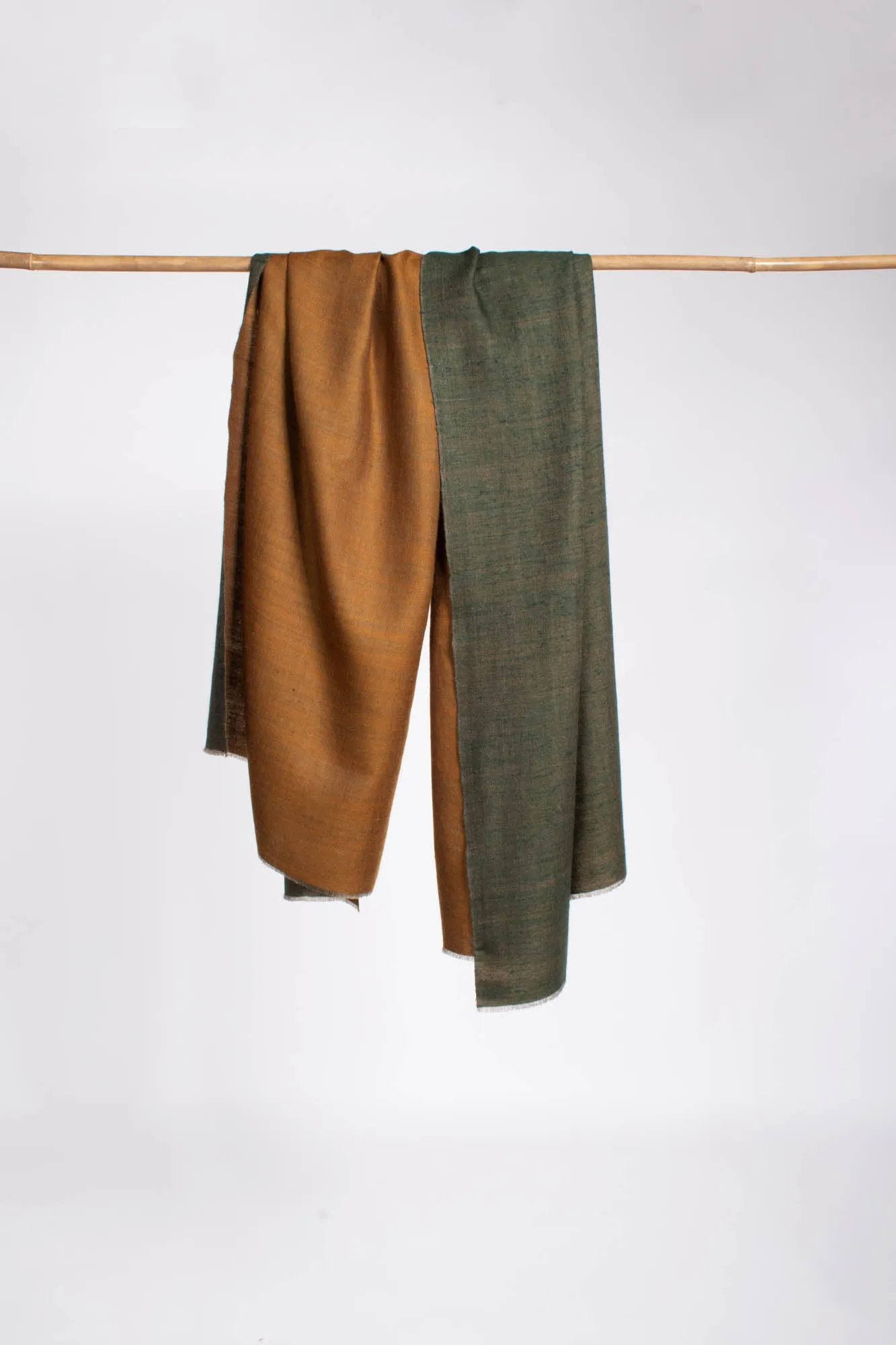 Gold Green Dorukha Handloomed Pashmina Shawl - MALDON