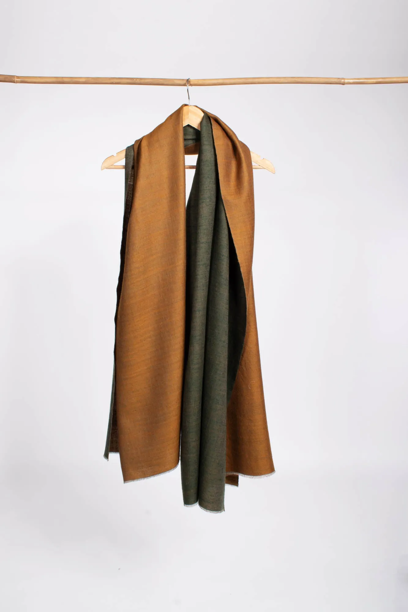 Gold Green Dorukha Handloomed Pashmina Shawl - MALDON