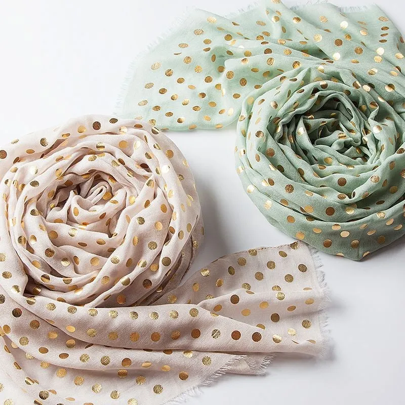 Golden Polka Dot Hijabs/Shawl