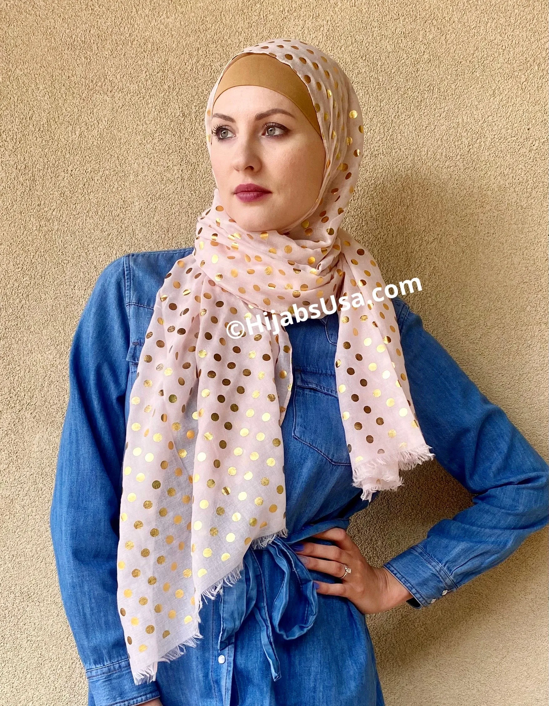Golden Polka Dot Hijabs/Shawl