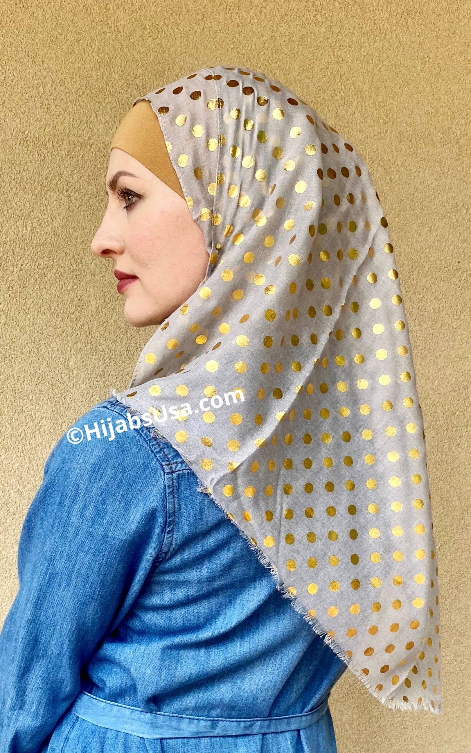 Golden Polka Dot Hijabs/Shawl