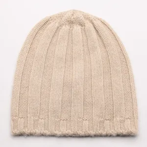 HUDSON 100% Pure Cashmere Jumbo Rib Beanie, Biscuit