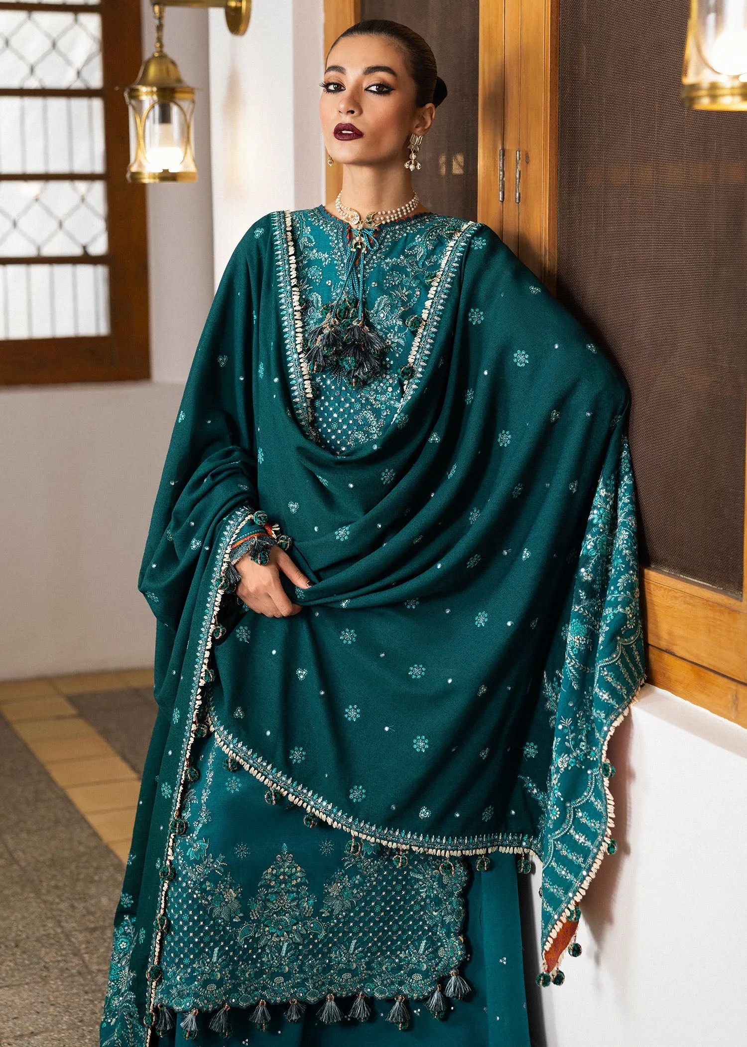 Hussain Rehar Unstitched 3 Piece Karandi A/W Collection'2024-Durk